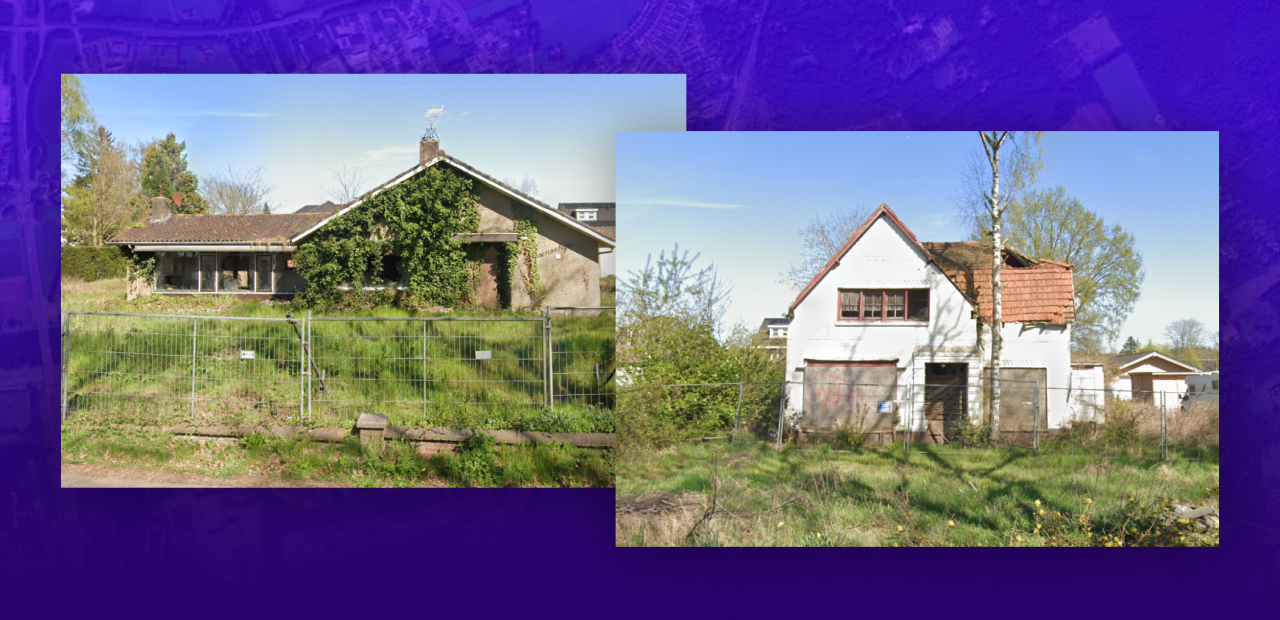 De twee leegstaande huizen in Molenhoek bij Nijmegen