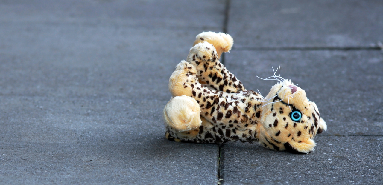 Een verloren knuffel op straat