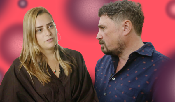 Header met daarop presentator Ersin Kiris en ervaringsdeskundige