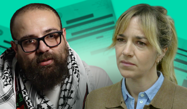 Afbeelding met daarop presentator Marijn Frank en een ervaringsdeskundige