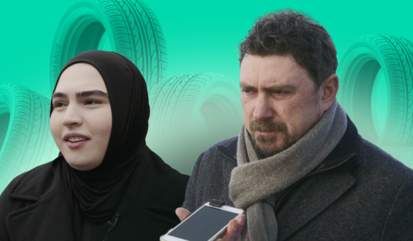 Afbeelding met daarop onder meer presentator Ersin Kiris
