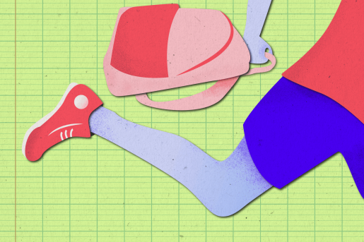 Illustratie van rennend kind met een schooltas