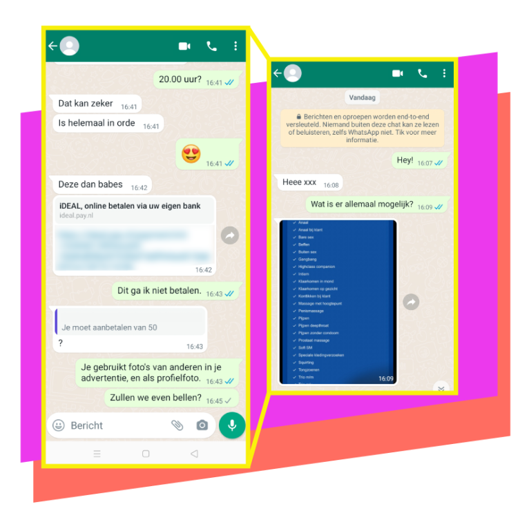 Afbeelding van gesprek met oplichters Afbeelding van gesprek met oplichters