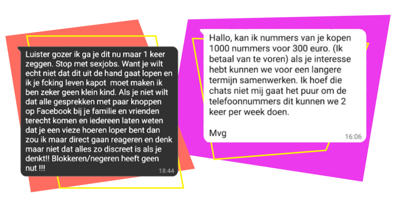 Illustratie met Whatsapp-berichten afpersing Illustratie met Whatsapp-berichten afpersing