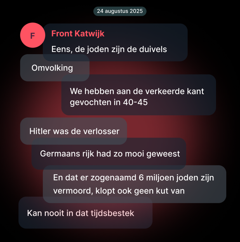 "Eens, de joden zijn de duivels. Omvolking. We hebben aan de verkeerde kant gevochten in 40-45. Hitler was juist de verlosser. Germaans rijk had zo mooi geweest.  Klopt. En dat er zogenaamd 6 miljoen joden zijn vermoord, klopt ook geen kut van. Kan nooit in dat tijdsbestek"