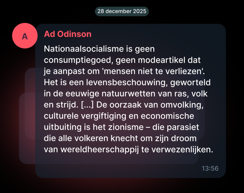 "Nationaalsocialime is geen consumptiegoed [...]"