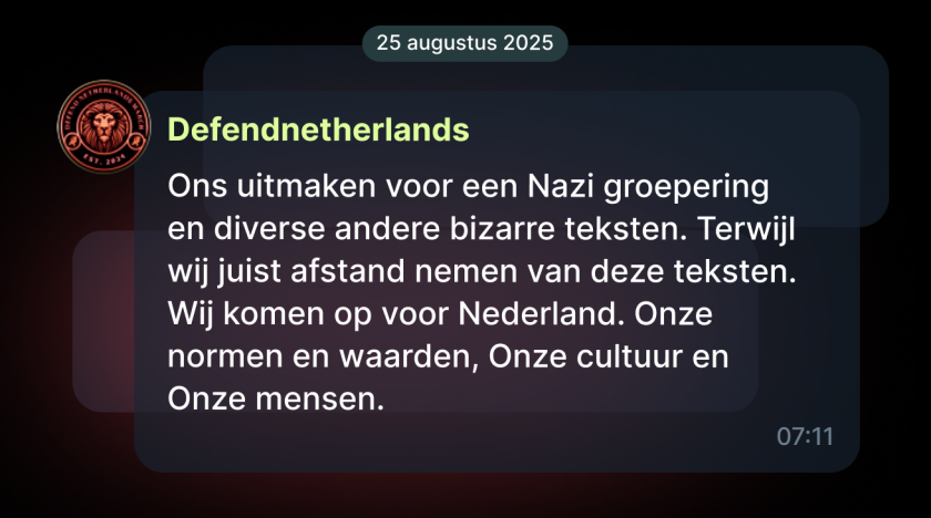 Defendnetherlands: "Neemt afstand"