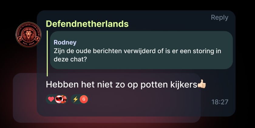 “[We] hebben het niet zo op potten kijkers”, schrijft Defendnetherlands.