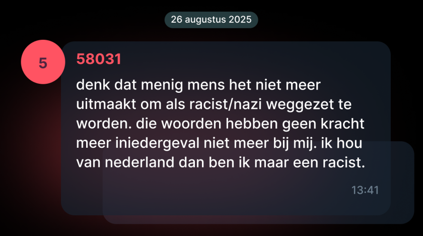 "Denk dat menig mens het niet meer uitmaakt om als racist/nazi weggezet te worden"