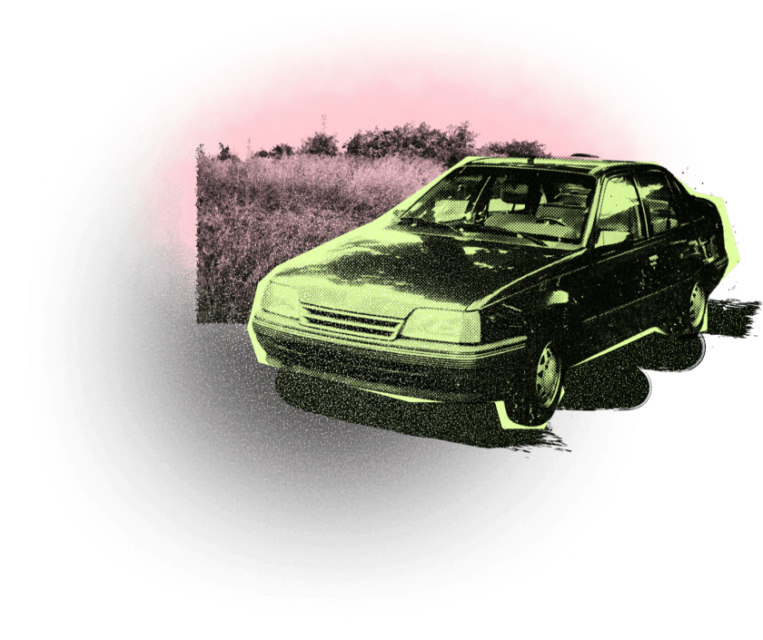 Een artistieke impressie van een verdachte auto