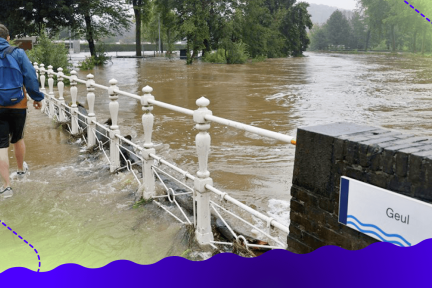 Hoogwater bij de Geul in Valkenburg