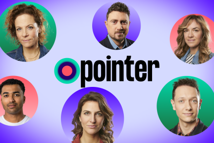 Afbeelding met daarop alle presentatoren van Pointer