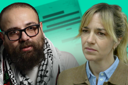 Afbeelding met daarop presentator Marijn Frank en een ervaringsdeskundige