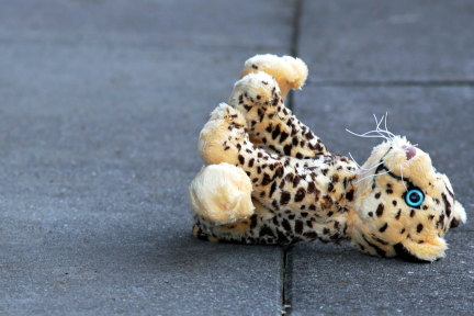 Een verloren knuffel op straat