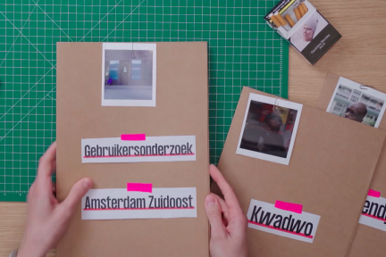 Een map met onderzoeksresultaten uit de gebruikersruimte in Amsterdam Zuidoost