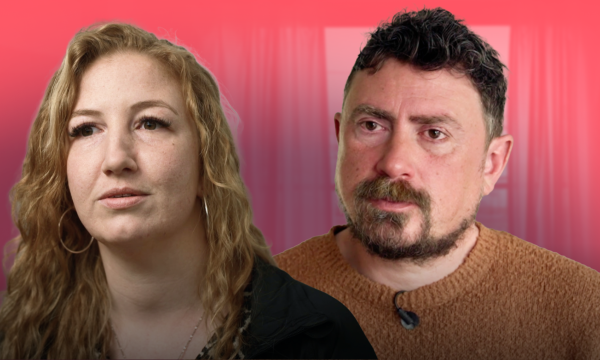 Afbeelding met daarop presentator Ersin Kiris en een ervaringsdeskundige